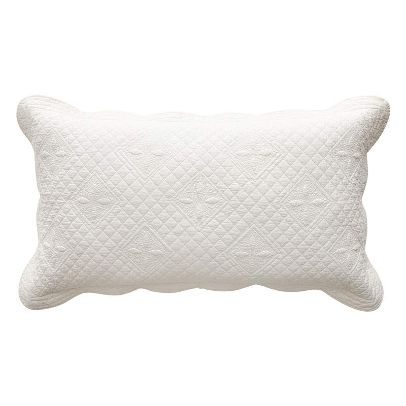 Calla Angel Sage Garden Luxury Pure Cotton Matelasse Quilted Pillow Sham, King Pillow, 20x36, Ivory - Image 1